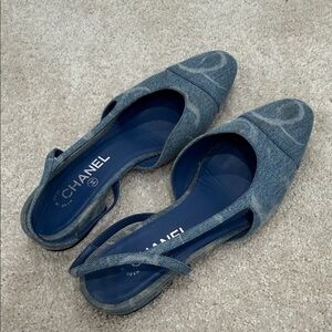 CHANEL Denim Blue Flats